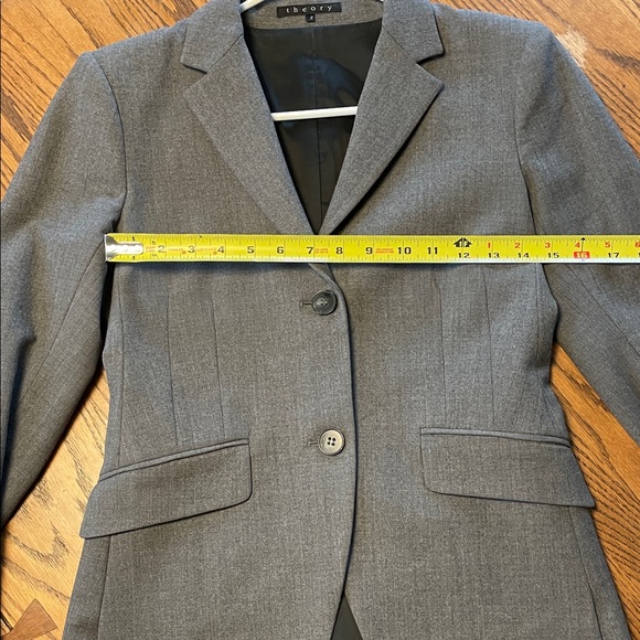 Theory Wool Charcoal Gray Blazer women's size 2 - Picture 10 of 11